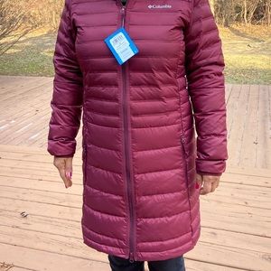 Columbia long down coat jacket medium NWT